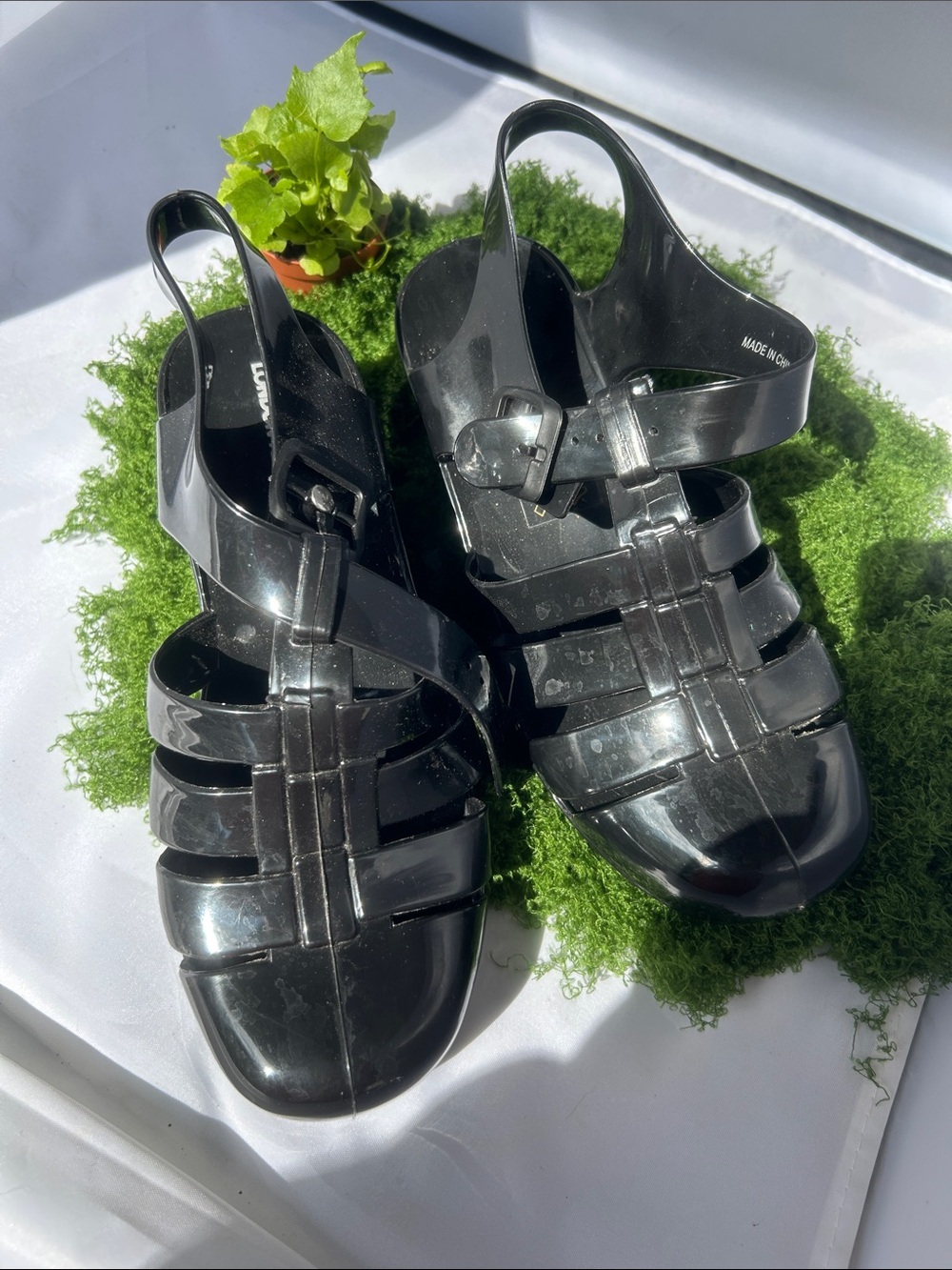 London Rebel Classic Black Jelly Sandals - Women's Strappy Sandal never worn
